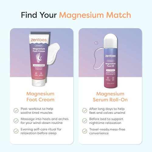 ZenToes Magnesium Cream with Arnica 4.2 oz Pack of 2 for Relaxation & Tired Feet