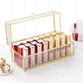 Glass Lipstick Organizer with 24 Slots - Dustproof Vanity Storage Case