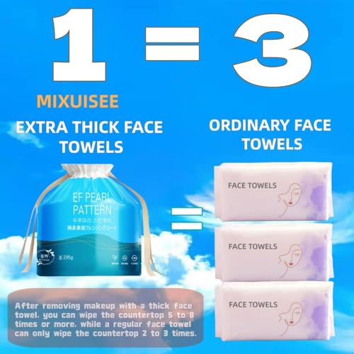 70 Count Disposable Cotton Face Towels with Hanging Design - Soft, Sensitive Skin Friendly