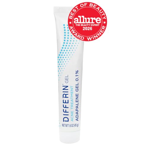 Differin Acne Retinoid Gel 0.1% Adapalene - 1.6 Ounce (45g Tube) - Targets Breakouts & Prevents Acne