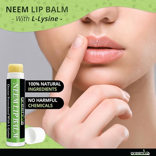 GreenIVe Vegan Neem Lip Balm 5 Tubes - Natural, Handcrafted Moisturizer for Dry & Sensitive Lips