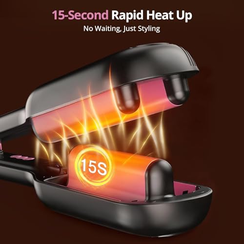 CrazyMar 1-Inch Wave Curling Iron for Beach Waves - Black - Fast Heat Up