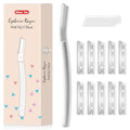 Dermaplane Razor for Women Face, Suitable for Facial Peach Fuzz, Eyebrows, Exfoliation, and Men Shaving, Equipped with 10 Replaceable Blades, Silver