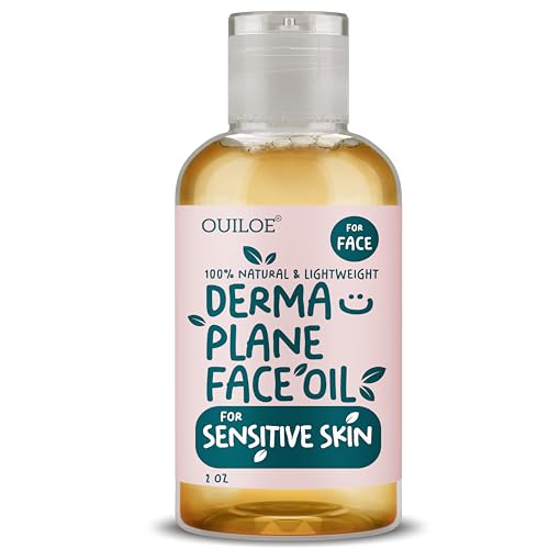 Dermaplane Oil for Sensitive Skin - Hydrating Face Shaving Oil for Women - Safe for Acne Prone Skin - Non Comedogenic, Fragrance Free, Natural, Hypoallergenic for Pre & Post Dermaplaning 2oz by Ouiloe