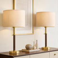 G-SAFAVA Walnut Wood & Metal 22" Mid Century Modern Table Lamp for Bedroom & Living Room
