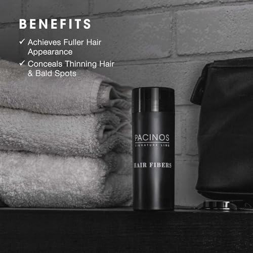 Pacinos Hair Fiber Kit for Thinning Hair - Black, Instant Coverage & Firm Hold