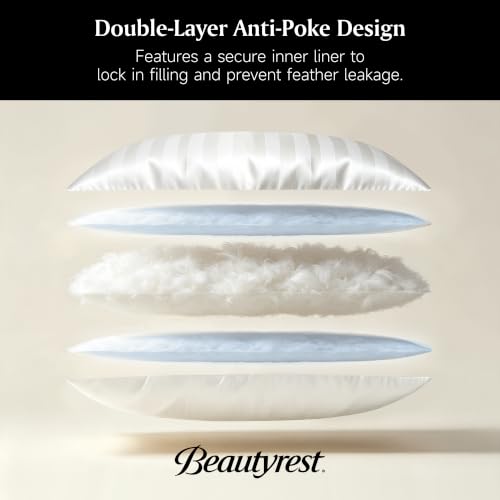 White Queen Size Feather and Down Pillow Set of 2 - Luxury Hotel Comfort