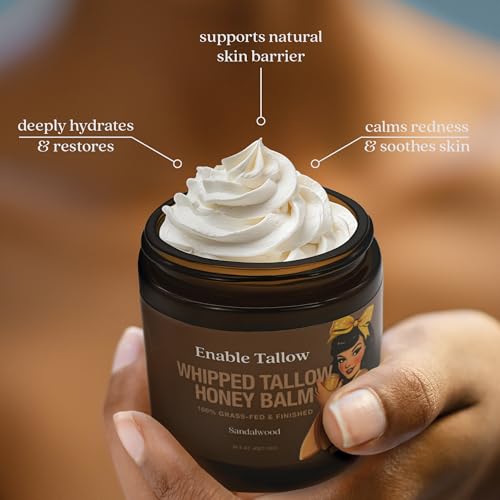 Enable Tallow Dry Whipped Beef Tallow & Manuka Honey Balm for Face & Body 4oz