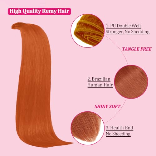 Ginger Kinky Straight Clip-In Hair Extensions 16 Inch 110g - Real Human Hair