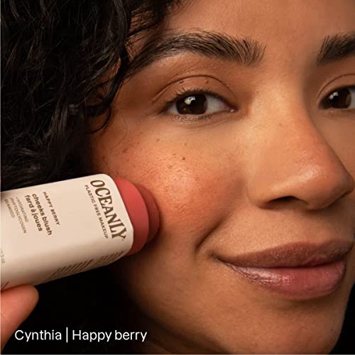 Bundle of ATTITUDE Oceanly Sheer Lip Gloss, Titanium Dioxide-Free, EWG Verified, Plastic-Free, Vegan & Cruelty-free Makeup, Happy Berry, 0.12 Oz + Lightweight Blush Stick, Happy Berry, 0.3 Oz