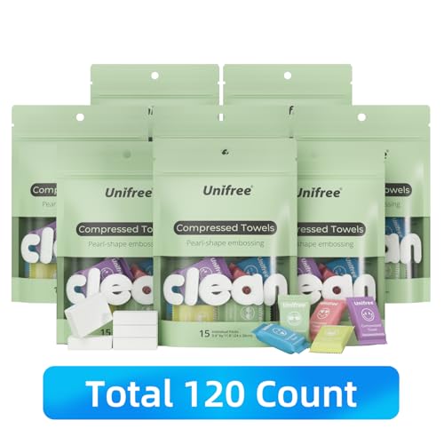 Unifree Compressed Face Towels Tablets - XL Soft Disposable 120 Pack