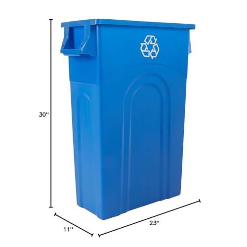 United Solutions 2 Pack Highboy Recycling Bins 23 Gallon Slim Indoor Outdoor Blue