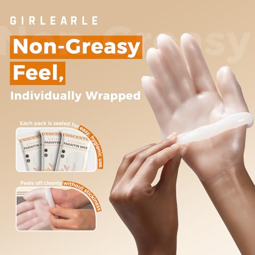 GIRLEARLE Unscented Paraffin Wax Refill Set 10x200g for Hands & Feet, Dry Skin Relief, Moisturizing, Compatible with All Wax Machines - White