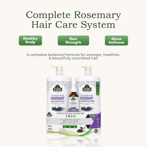 Spanish Garden Rosemary Hair Shampoo & Conditioner Set with Nourishing Hair Oil for All Hair Types