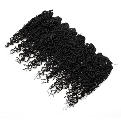Goddess Locs Crochet Hair 8 Packs - 12 Inch Faux Locs for Black Women, Curly Goddess Braids