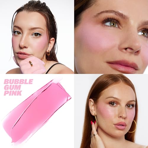 BASMA Cream Blush & Lip Tint Bubble Gum Pink Buildable Dewy Makeup