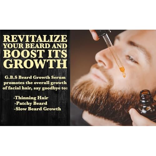 G.B.S Men's Beard Grooming Kit - Beard Oil, Growth Serum with Biotin, Balm, Brush and Comb Gift Set