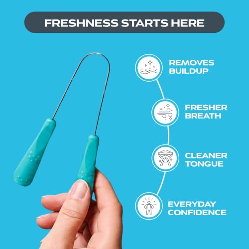 drTung's Stainless Steel Tongue Scraper 2 Pack for Adults & Kids - Gentle Oral Hygiene Tool