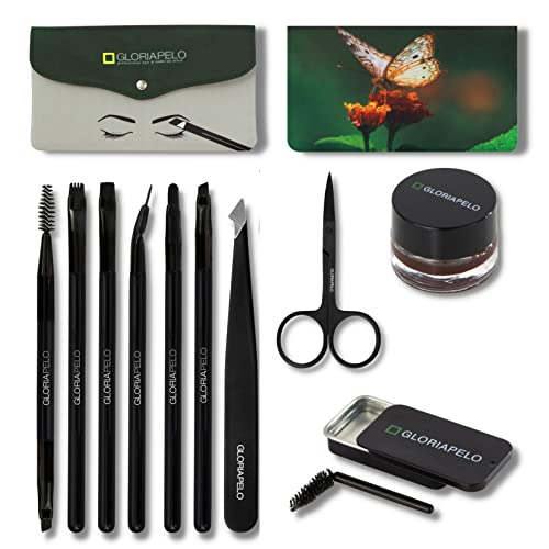 Eyebrow Brush Set ? Premium Make-up Brush Kit ? 10pcs Eyebrow Brush Makeup - Professional Make-up Brush Set - Eyebrow Makeup Gel - Eyebrow Lamination Soap