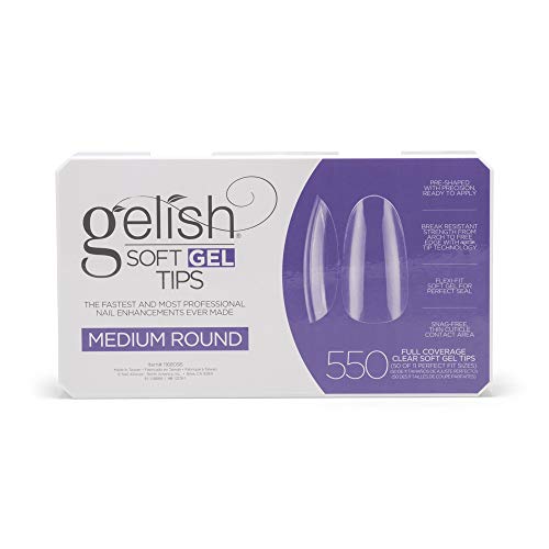 Gelish Soft Gel Tips - Medium Round, 550 Count Professional Press On Nails Extension for Strong, Long-Lasting Manicures