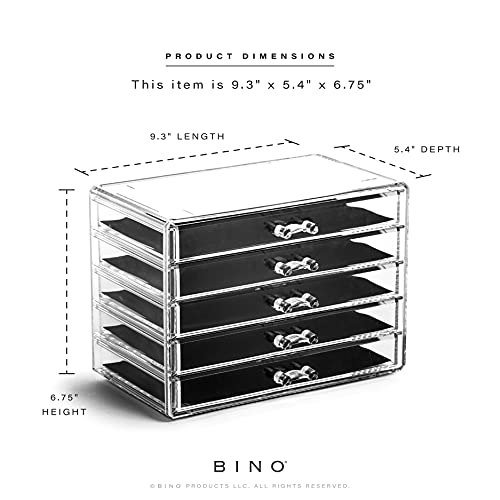 BINO Manhattan Series 5-Drawer Acrylic Makeup Drawer Organizer - Clear Beauty Storage