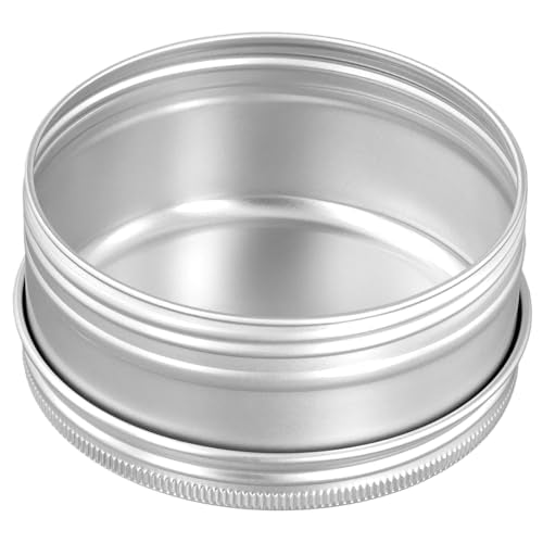LEXININ 50 Pack Aluminum Tin Cans, 5 Oz Screw Top Tin Jar Containers, 3.26 x 1.5 Inch, Silver