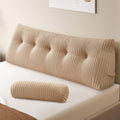 Beige Queen Size Headboard Wedge Pillow & Roll Cushion - Ergonomic Support