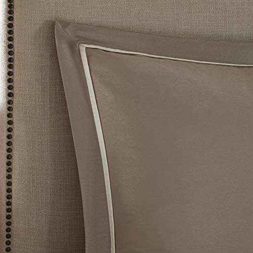 Queen Faux Silk Comforter Set with Curtains & Pillows - Taupe, 24 Piece