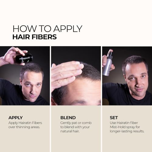 Hairatin Premium Hair Fibers Light Brown for Thinning Hair - Ammonia-Free Natural-Looking Thickener, Long-Lasting Coverage