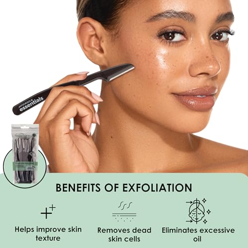 JAPONESQUE Essentials Dermaplaner Facial Hair Razors 12 Pack ? Precision Blades for Peach Fuzz Removal, and Eyebrow Shaping for Men & Women