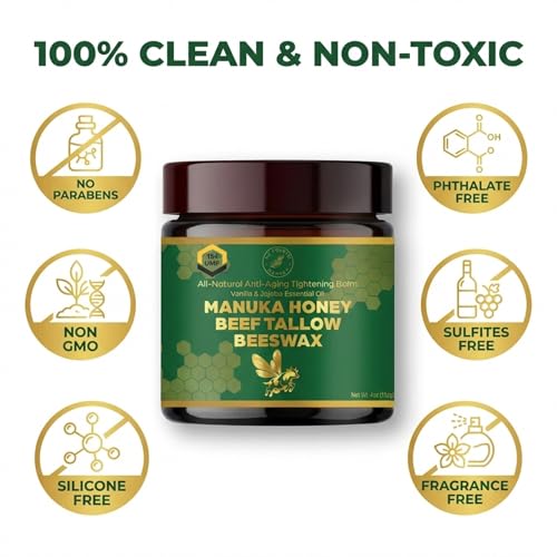 NZ Country Organic Grass-Fed Beef Tallow Honey Balm 4oz with Manuka & Jojoba