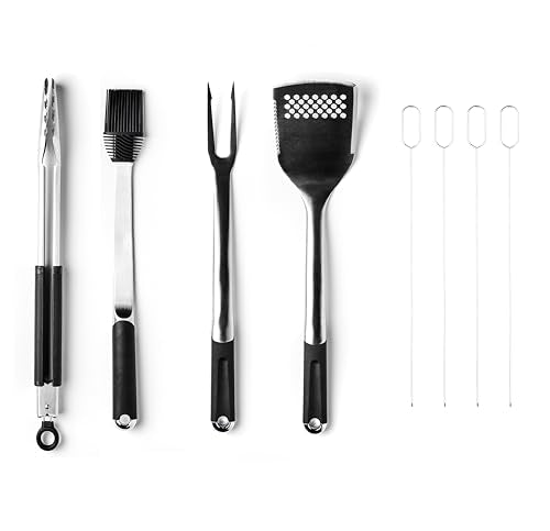 HexClad 8-Piece BBQ Grill Tool Set with Spatula Tongs & Skewers