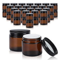 2oz Amber Glass Jars with Lids - 48 Pack Cosmetic Containers for Travel, Cream & Lotion