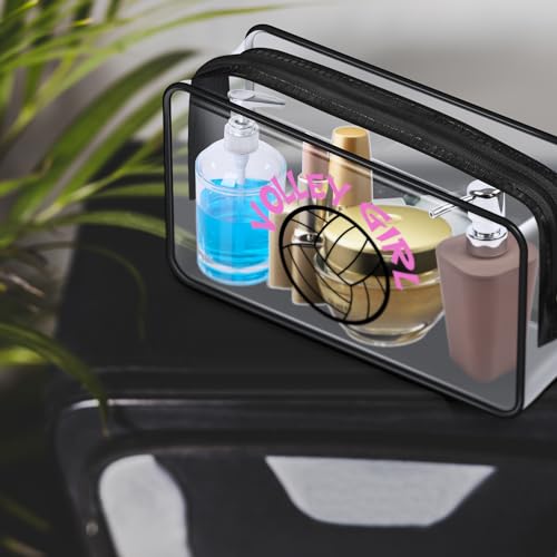 Abbylike 24 Pcs Cheer Gifts Cosmetic Bag 7 x 4.7 x 2.4'' Makeup Bag Cosmetic Toiletry Zipper Pouch Clear Zipper Case for Cheerleaders Women(Volleyball)