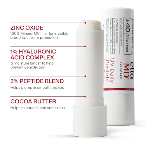 EltaMD UV Daily Peptide Lip Balm SPF 40 - Mineral Lip Sunscreen, 1 Count