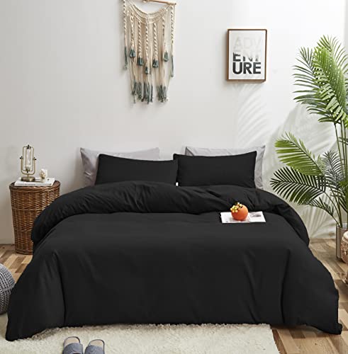 Black Queen Comforter Set - Fluffy Bedding 3 Pieces, Lightweight & Breathable