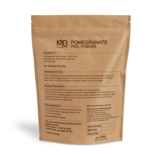 MB Herbals Pomegranate Peel Powder 8 oz / 227 Gram / 0.5 lb | For Face Packs | For External Use Only