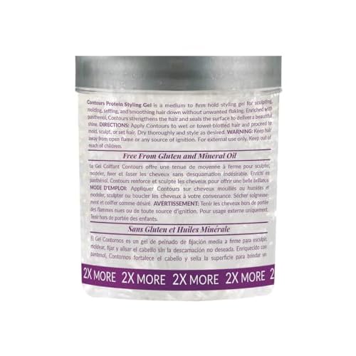 Design Essentials Contours Protein Styling Gel, Medium Hold Styling Gel with Panthenol, Flake-Free Definition for Relaxed & Natural Hair, 32 oz