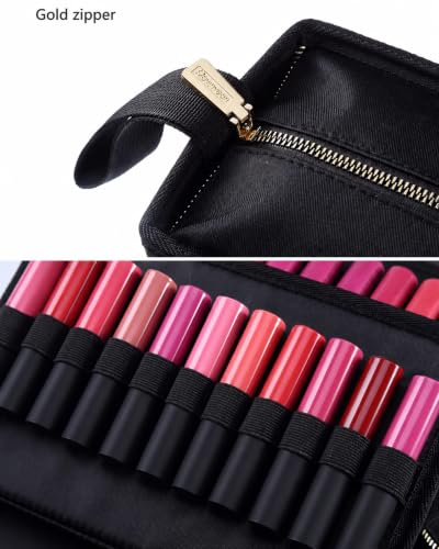 Lipstick Organizer Bag - Large Capacity Travel Makeup Case, 67 Slots, Black