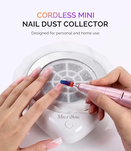 MelodySusie Cordless PocketNail PProR Nail Dust Collector (White) for Gel Polish Removal