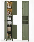 Tall Narrow Bathroom Storage Cabinet with Light - Forest Green, 11.8W x 11.8D x 66.9H