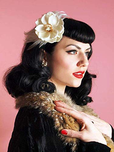 Vintage 50s Rockabilly Wavy Black Wig with Bangs - Cosplay & Daily Use