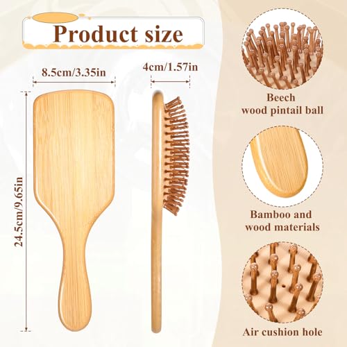 24 Pcs Bamboo Hair Brushes for Detangling & Scalp Massage - Zyghjort Bamboo/24