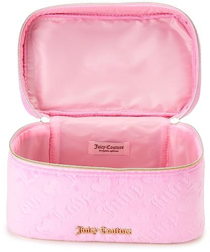 Pink Velour Makeup Train Case - Juicy Couture Heart Logo Travel Bag
