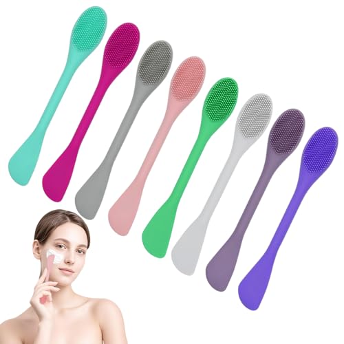 Silicone Face Mask Brush, 2025 New Pore Cleaning Brush for Face, Face Scrubber Exfoliator Nose Scrubber for Blackheads for Mud Clay Body Lotion DIY Mask (8 PCS)