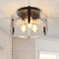 Black Semi Flush Mount Ceiling Light Fixture - 3-Light Modern Foyer & Bathroom Light