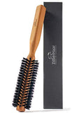 Round Beard and Hair Brush 1.3 Inch Boar Bristles - Natural Wooden Handle