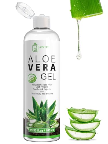ABOTE Organic Aloe Vera Gel 99% Pure for After Sun, Shaving & Itchy Skin – 13.53 fl oz / 400 ml