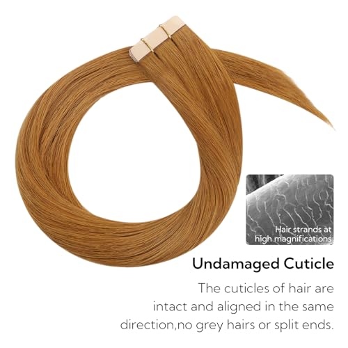 Auburn Ginger Hair Extensions Tape-In 18 Inch 10pcs Human Hair Highlight Set