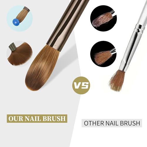 Gunmetal Brown Kolinsky Hair Nail Art Brush Size 12 - Professional Acrylic & Gel Manicure Tool
